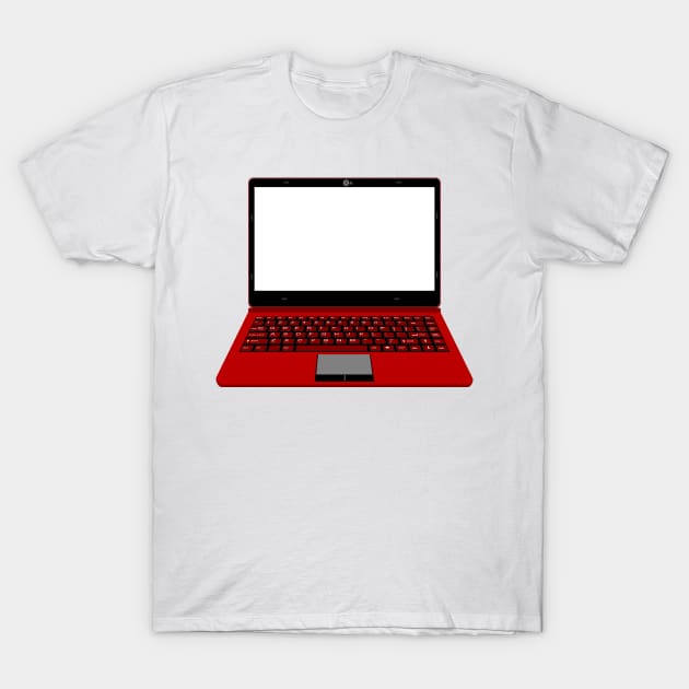 realistic laptop vector illustration in black and red color T-Shirt by asepsarifudin09